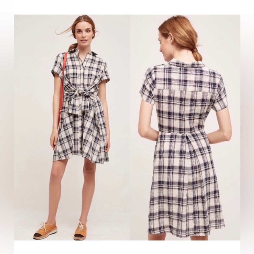 Anthropologie Plaid Tie Dress